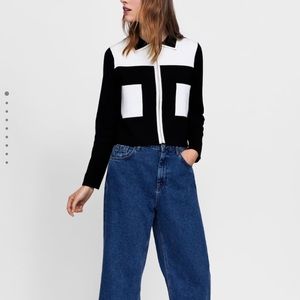 ISO zara colorblock zip sweater cardigan